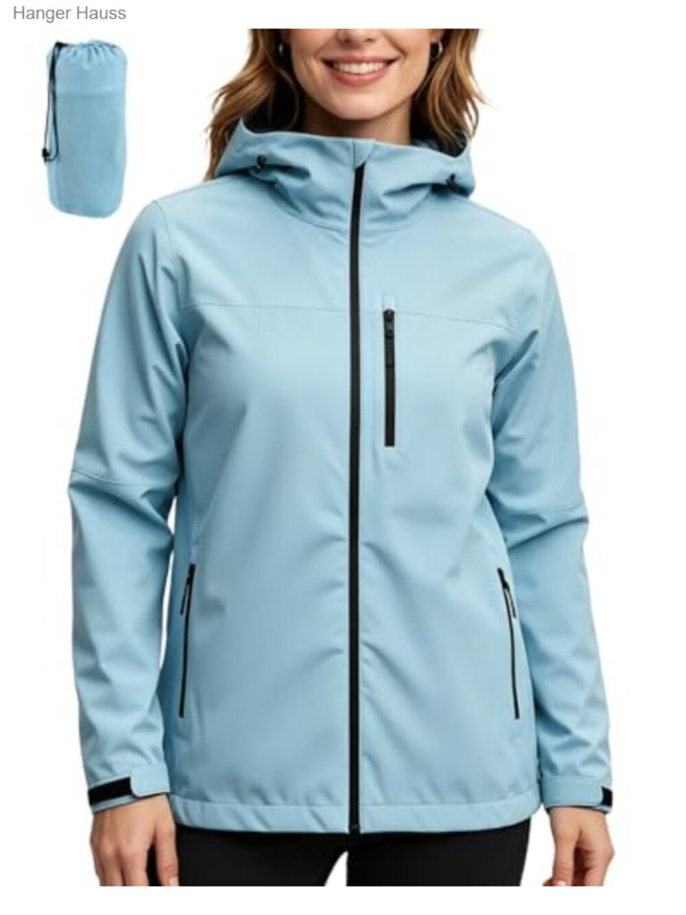Women's Waterproof Rain Jacket with Hood Lightweight Windbreaker for Cycling